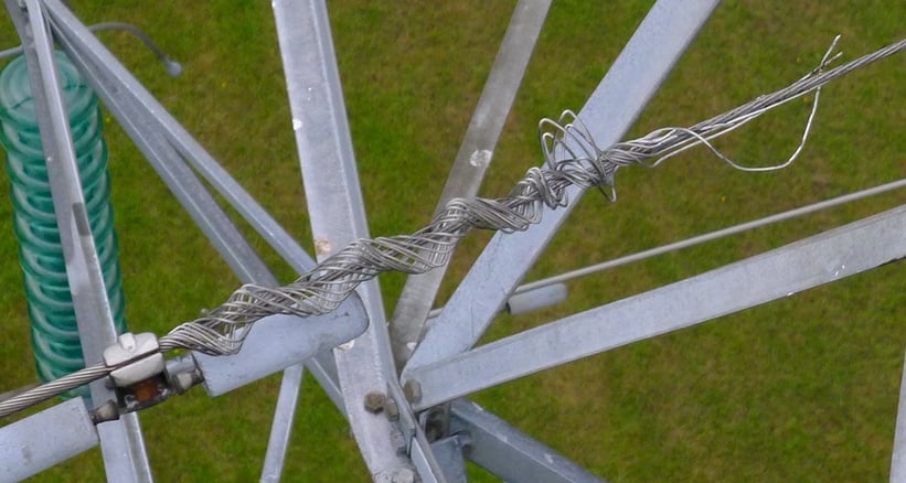 damaged earthwire on tower