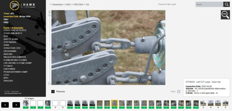 screenshot of ihawk software showing powerline component